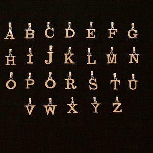 A to Z Gold Initial Charm Real 10K Solid Yellow Gold Letter Pendant *NO CHAIN*